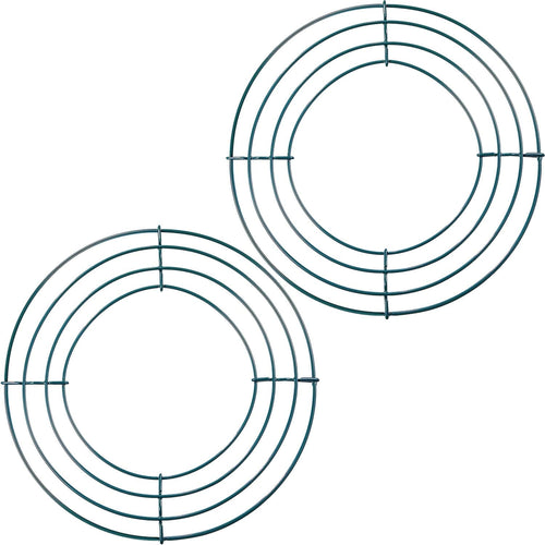 2 Pack Wreath Wire Frame Metal Wire Wreath Base Making Rings round Forms for Hanger Flower Wedding Spring Decoration Door DIY Craft Supplies